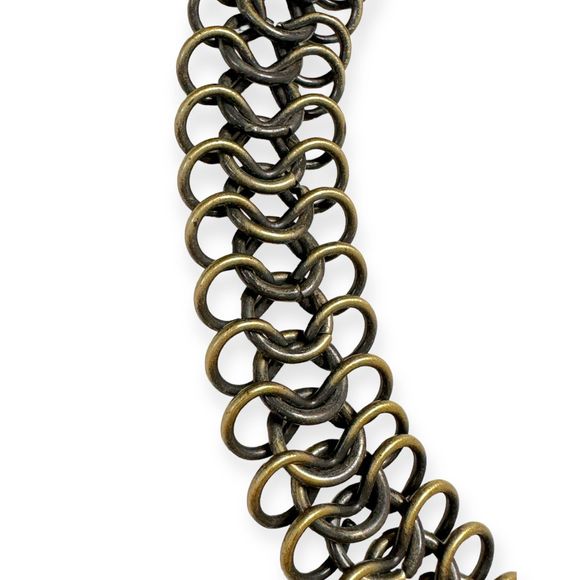 Vintage Oxidized Brass Long Chainmail Chain Necklace, Unisex - Picture 5 of 8